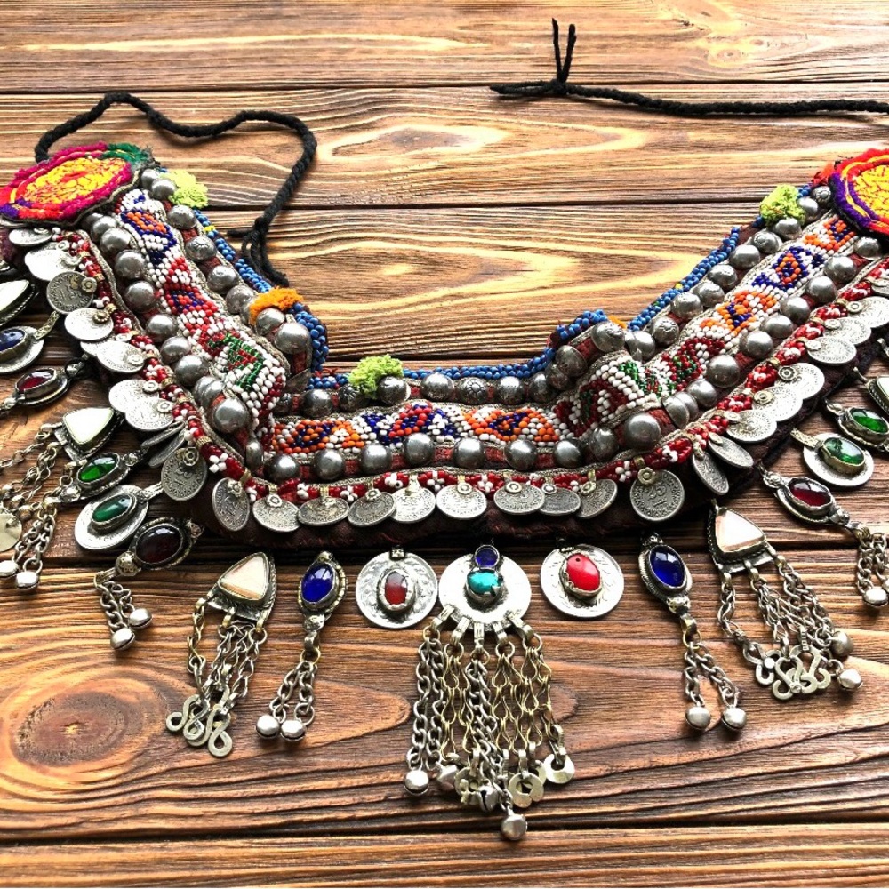 Colorful Bellydancing Beaded Belt with coins, gems and charms